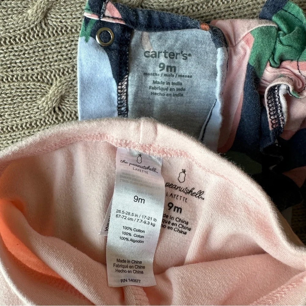 EUC Carter’s Baby Girl Outfit Set, Pink & Blue Pear, 9 Months